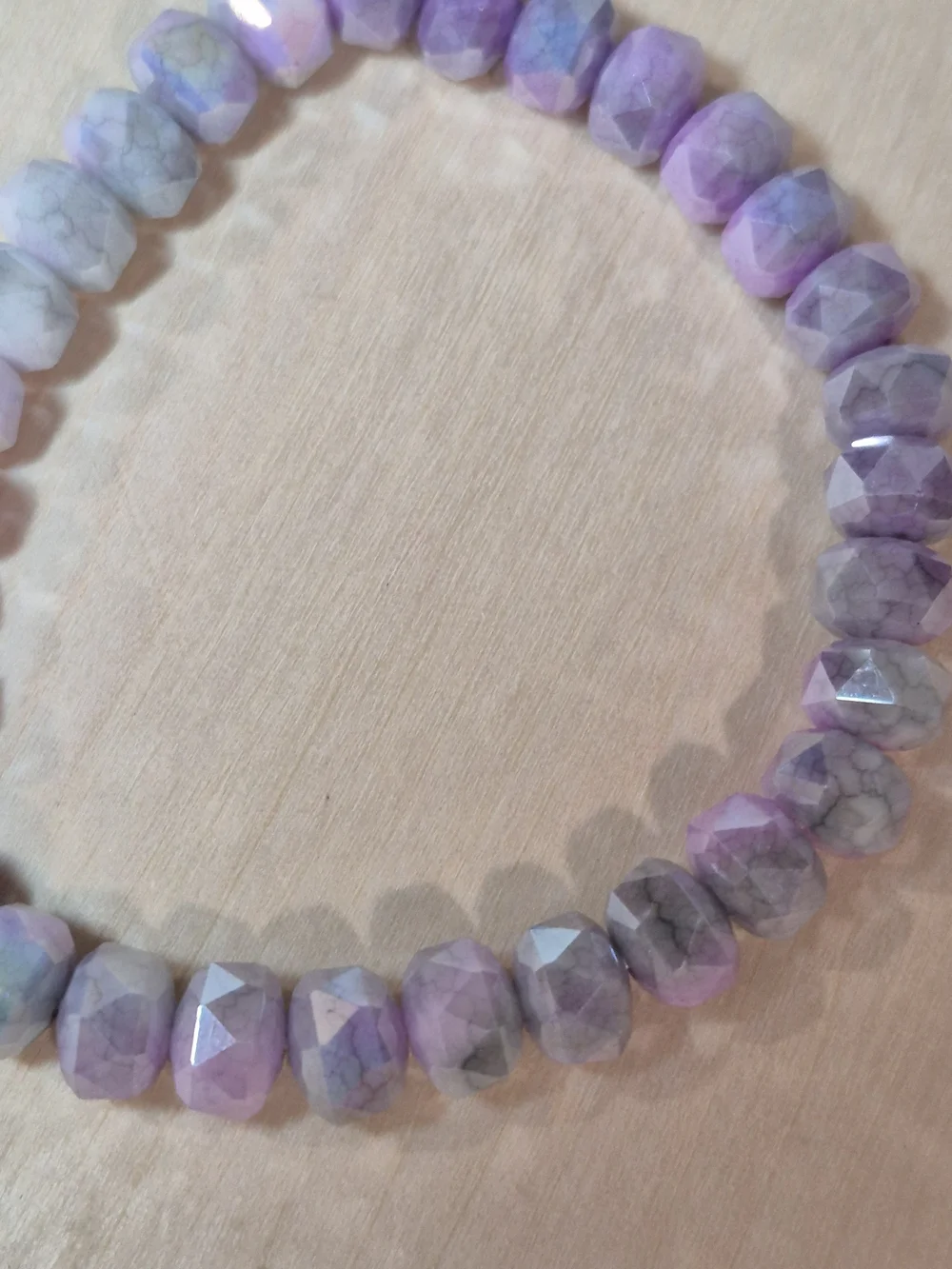 💜💚NEW💜💚 PRETTY!! Faceted MOSS AGATE WITH LAVENDAR QTZ Mix Stretch Bracelet